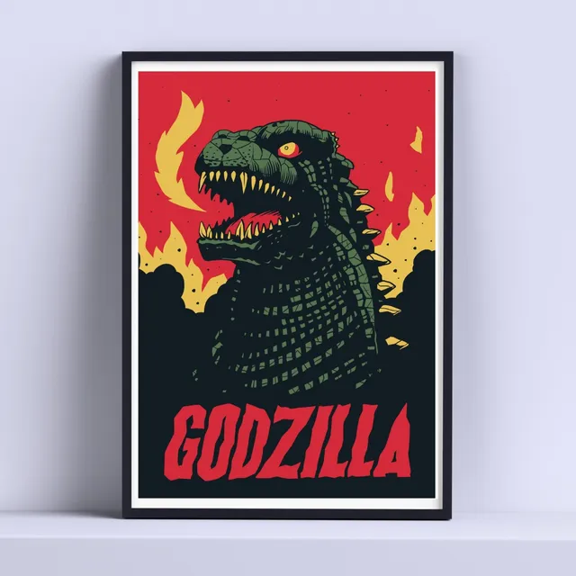 Cuadro Godzilla Vidrio 30x40cm Listo P Colgar