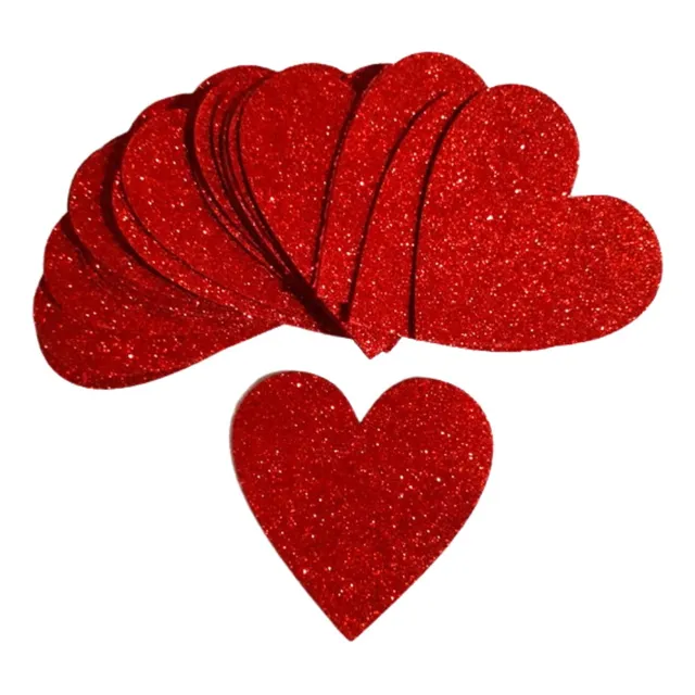 Aplique De Eva Coração Vermelho Gliter 10 Cm C/ 100un