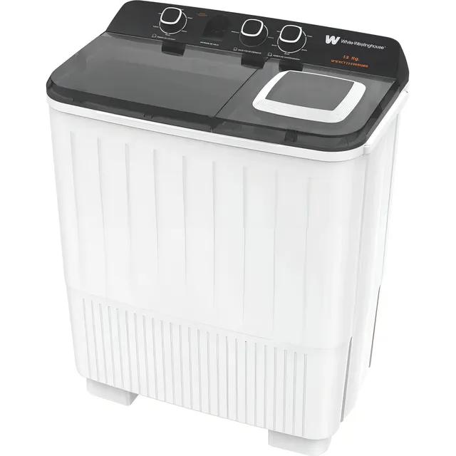 White-westinghouse Lavadora Doble tina 13kg, Tapas Transparentes, Anti plagas, Gabinete plástico anti óxido, Centrifugado, mod. wwxctt23905qb Color Blanco