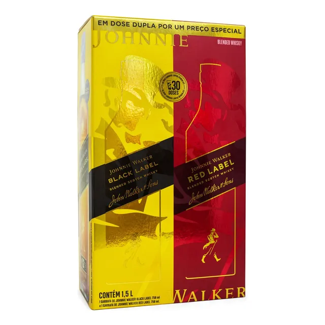 Kit Johnnie Walker Black Label 750ml + Red Label 750ml