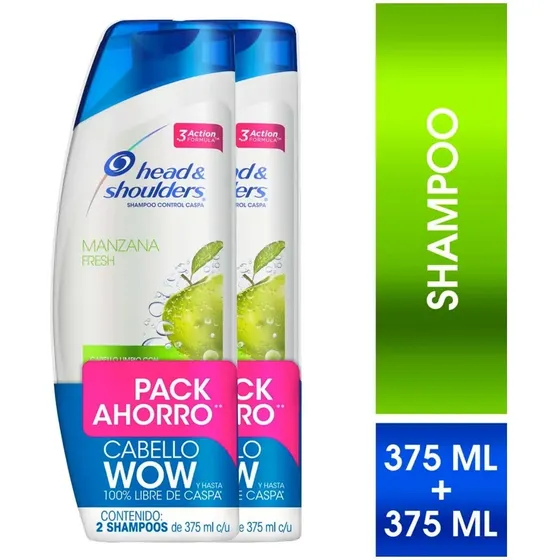  Pack 2 Shampoo Head & Shoulders Manzana Fresh Control Caspa
