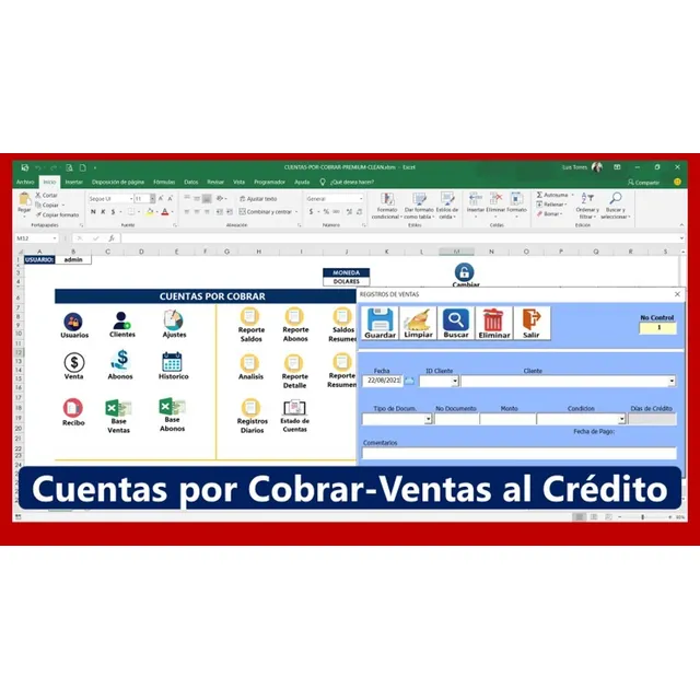 Plantilla Para El Control De Cuentas Por Cobrar De Ventas Al
