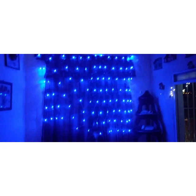 Luces Navidad Malla Azul Blue Decorar Ventana Luz Led Caraca