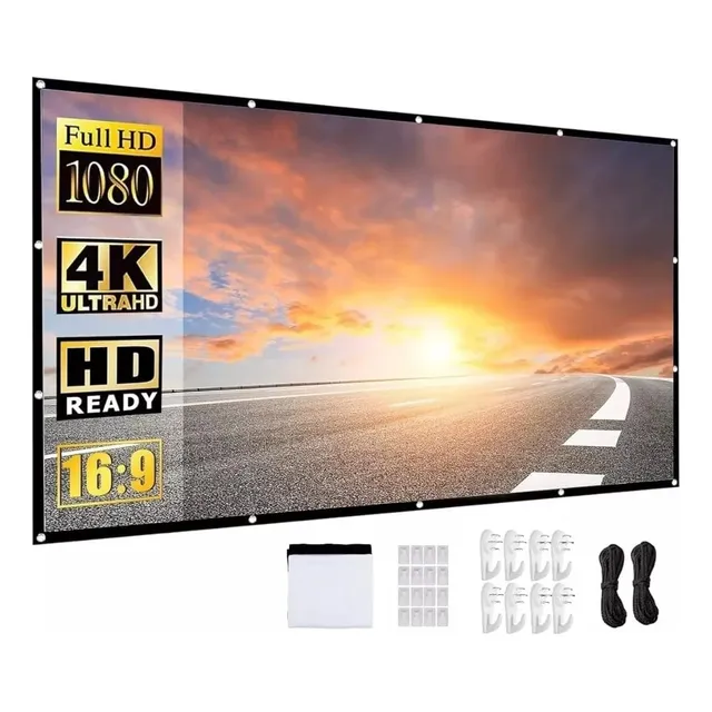 Pantalla De Proyección Hd Portátil Telón Proyector 100in