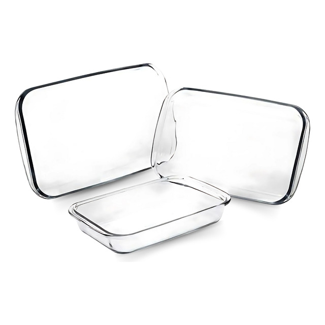 Jogo 3 Assadeiras Retangulares Vidro Celebrity Marinex Nadir