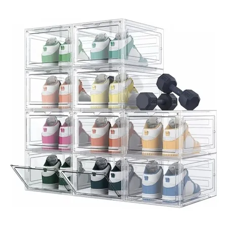 Zapatos Apilables Estantes Resee Plasticos Transparentes 10 Piezas Blanco De Abs