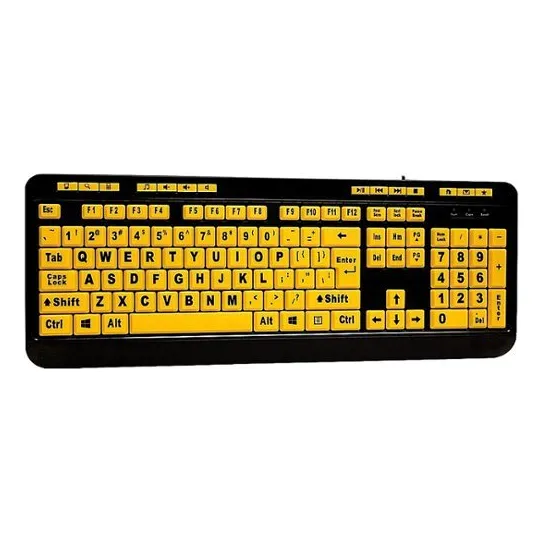 Teclado Adesso Luminous De Tamaño Completo - Negro/amarillo
