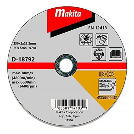 Disco De Corte Acero Inoxidable 9  D-18792 Makita