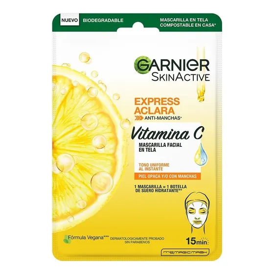 Mascarilla Facial En Tela Garnier Skin Active Express Aclara Anti-Manchas Vitamina C