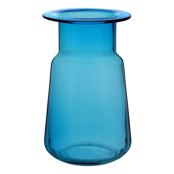 Vaso Objetos Decorativos Enfeites Sala 26x15x15cm Vidro Azul