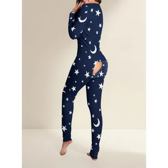 Pijama De Navidad For Mujer, Pijama Con Abertura Trasera