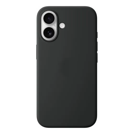 Case Magnético Para Iphone 16 Con Logo De Silicona Negro Silicona Magnético