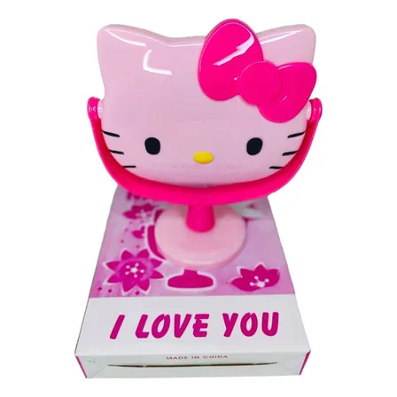 Espejo De Tocador Colección Hello Kitty Gatito Kawaii Marco Rosa Cara Rosa
