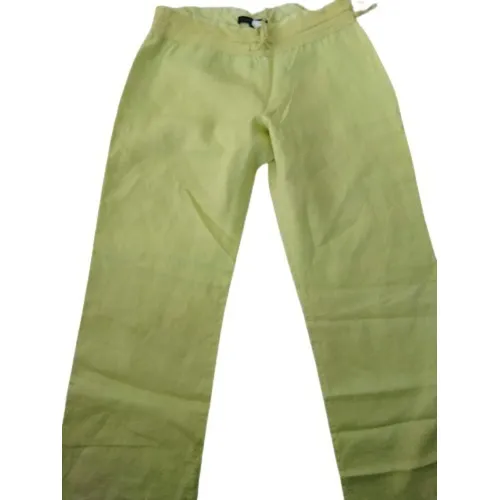 Pantalón Blanco De Lino Usado Verde Talla Xl 