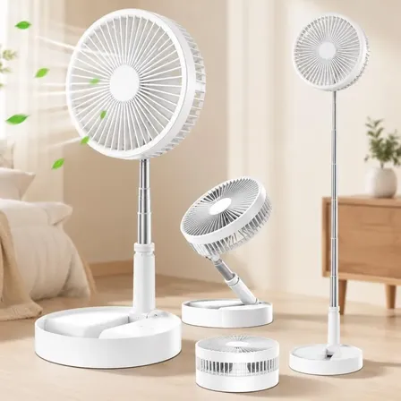 Ventilador Portátil Retrátil Dobrável 3 Velocidades Usb