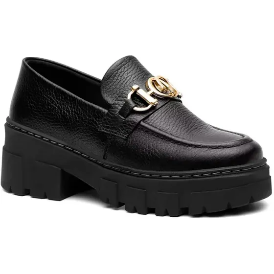 Zapato De Dama Mocasin De Vestir Gio Black Cuero Legitimo