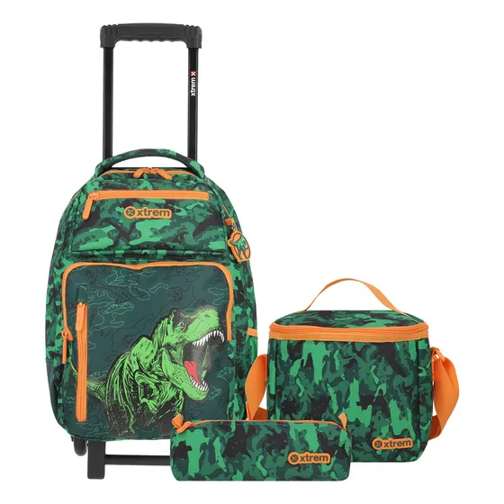 Pack Mochila Con Ruedas Xtrem Run 5xt Dino Verde