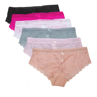 Pack 6 Bikini Panty Tipo Cachetero De Encaje Colores Varios Pack 6 Bikini Panty Tipo Cachetero De Encaje Colores Varios