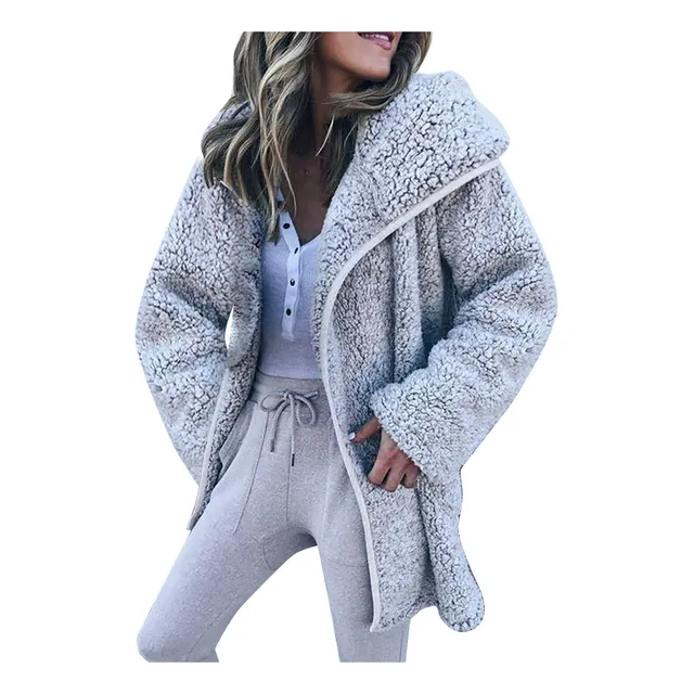 Abrigo Invierno Para Mujer Solapa Manga Larga Forro Polar