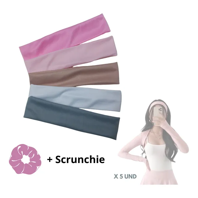 Bandanas Hair Band De Moda - Pack De 5 Und + Scrunchie