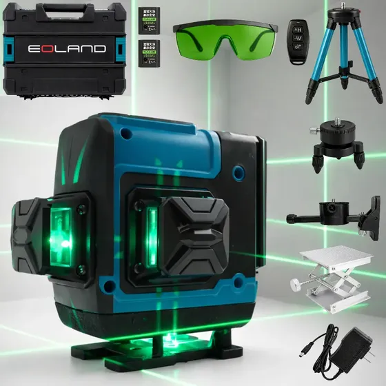 Nivel Laser 16 Lineas Eoland Herramienta Autonivelante Laser Verde Recargable 360 Grados Y Tripode 1 Metro Ajustable