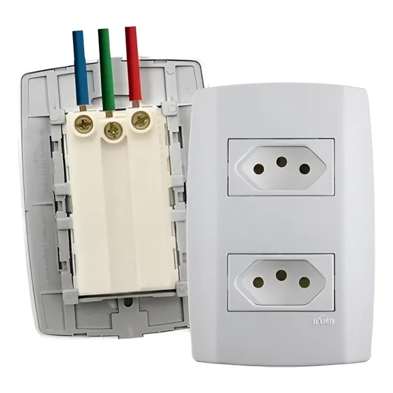 Tomada Dupla Monobloco 4x2 Slim 10a 20a Ilumi