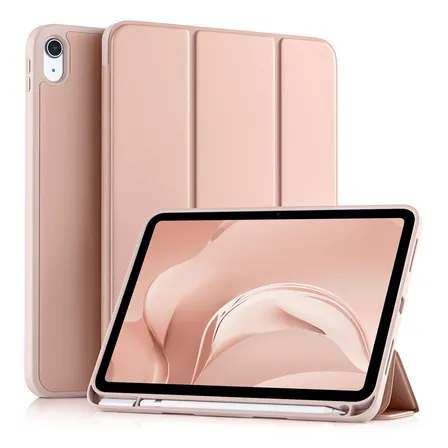 Carcasa Smart Cover Ranura Para Ipad 10ma 10.9 / A16 2025 Rosa Pálido