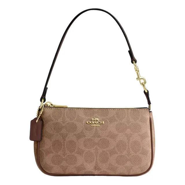 Bolsa De Mano Coach Signature Canvas Color Tan/brown