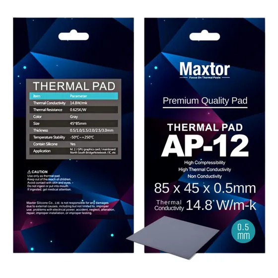 Pad Térmico Maxtor Ap-12 85x45x 0.5mm Conductividad 14.8w/mk PC PS4 Xbox Placas de Video Notebook Overclock