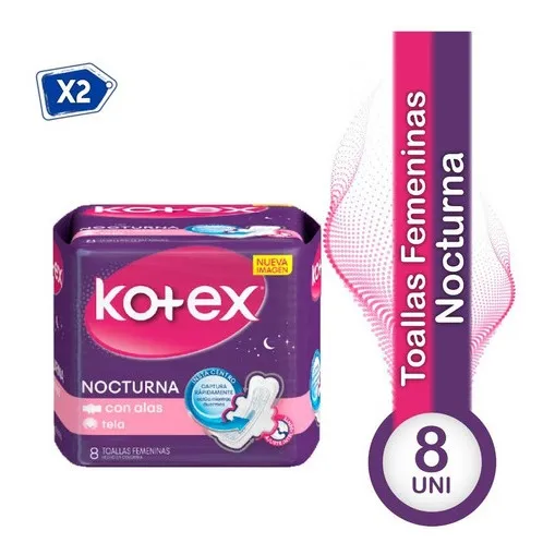 Toallas Sanitarias Anatómicas Nocturna 8 Und Kotex