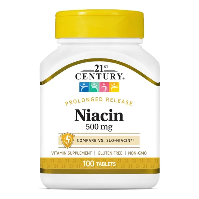 Niacina 500mg B3 100 Tabletas 21st Century Gluten Free