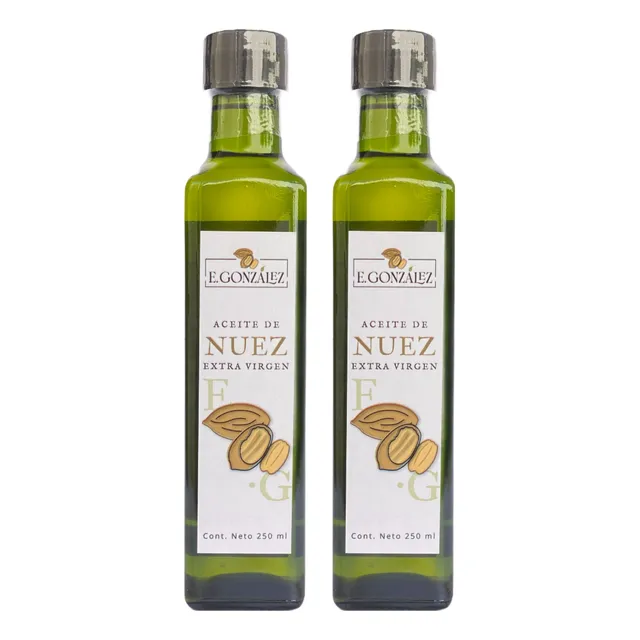 2 Botellas De Aceite De Nuez Pecana 250ml Extra Virgen