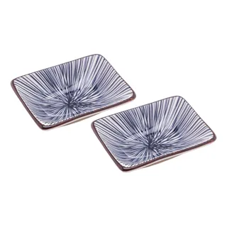 Kit 2 Porta Molhos Shoyu Koji De Porcelana Wolff 18190 Cor Azul E Branco Kit 2 Porta Molhos Shoyu Koji De Porcelana Wolff 18190 Cor Azul E Branco