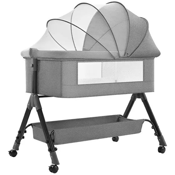 Cuna Corral Bebé Con Mosquitero Colchon Gris