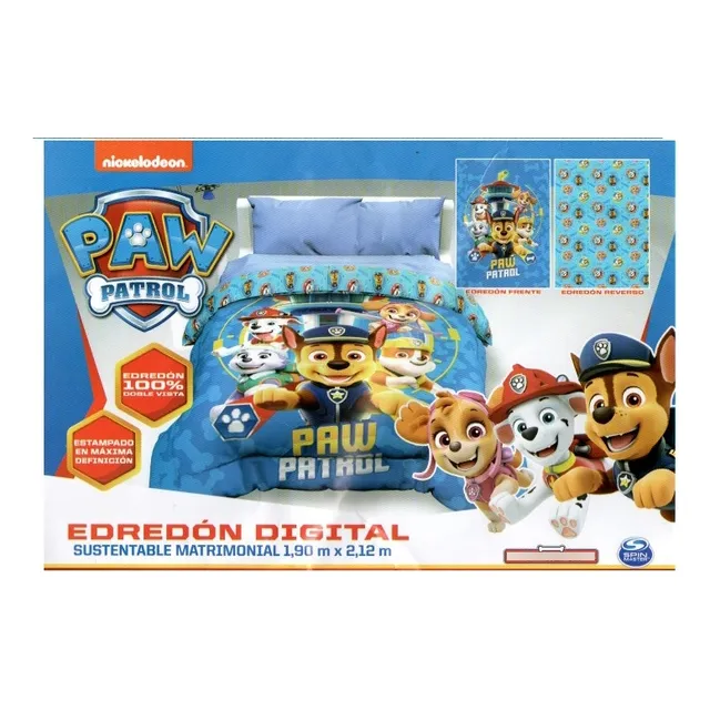 Combo Edredón Matrimonial + Almohada Jumbo Paw Patrol