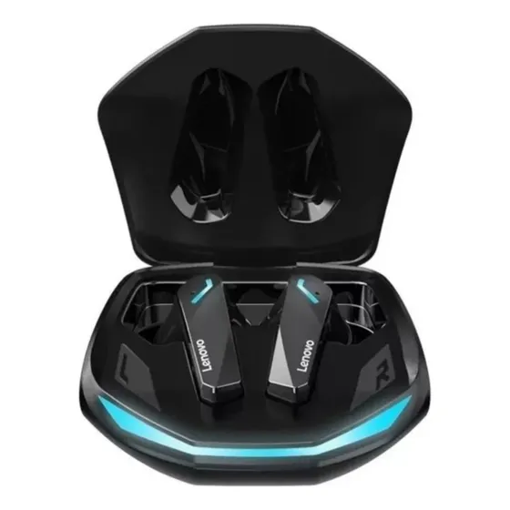 Fone Bluetooth Lenovo Gm2 Pro Gamer Baixa Laten E-sports 5.3 Cor Preto Luz Azul