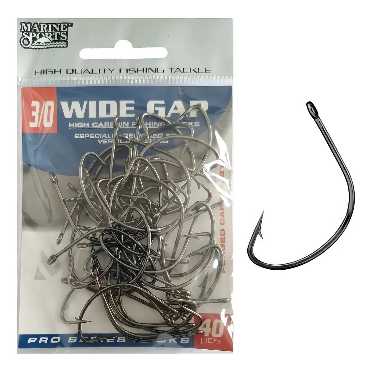 Anzol Marine Sports Wide Gap 3/0 Robalo C/40 Peças Aço Carbono Preto
