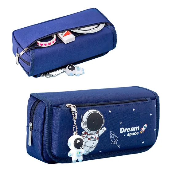 Estojo Grande Multifuncional Para Menino Com Tema Astronauta
