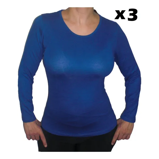 Blusa (pack 3 Unidades) Franela Manga Larga Stretch Qantik