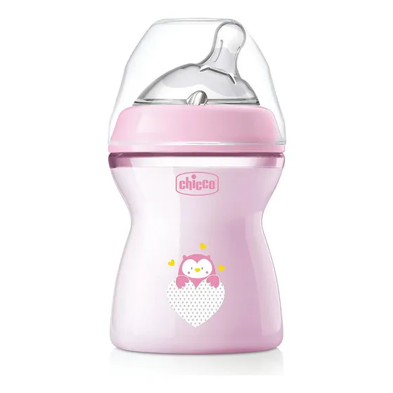 Chicco Biberón Natural Feeling 250 Ml Rosa Para Bebés Color Rosa claro