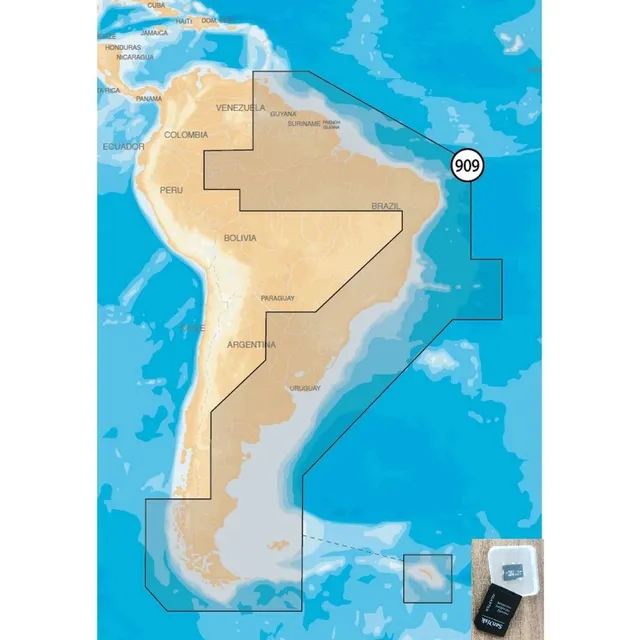 Carta Nautica Navionics South America East Platinum 909p-2