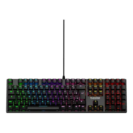 Teclado Mecânico Gamer Abnt2 Full Size Basike Rgb Switch Red Silencioso Com Teclado Numérico Anti Ghosting Português Brasil Preto Português Portugal
