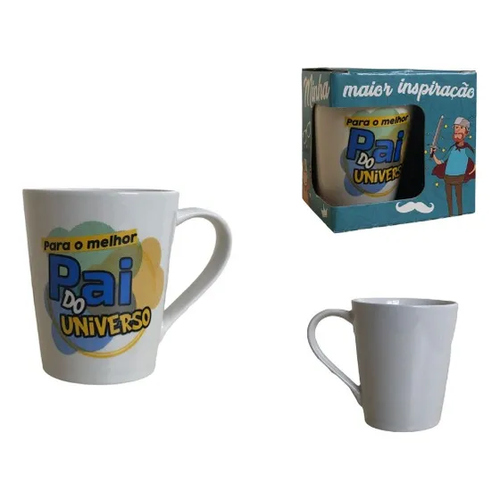 Caneca Dia Dos Pais Porcelana 250ml Branca Presente Especial
