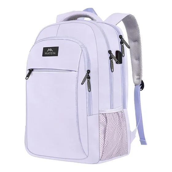 Mochila Escolar 35l Antirrobo E Impermeable Matein 1007 Color Lavanda
