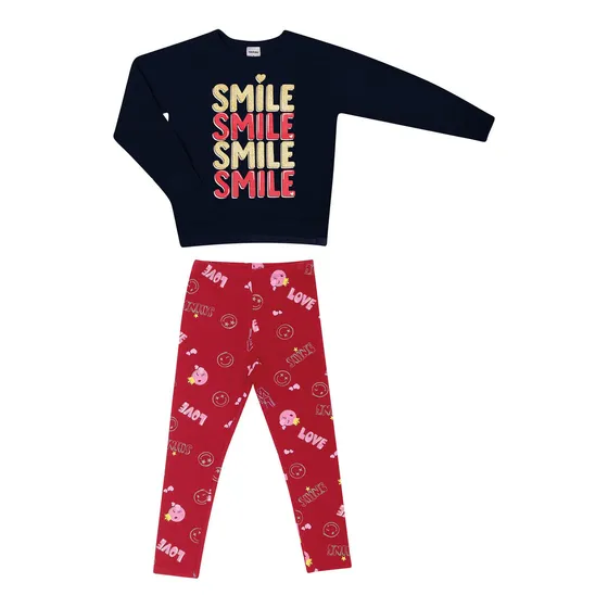 Conjunto Infantil Feminino Smile Rovitex Kids Azul