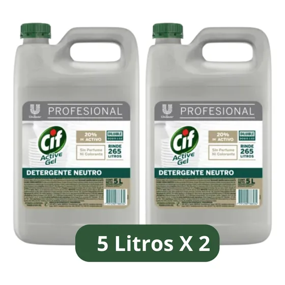 Cif Lavalozas Concentrado Neutro Profesional 5l X 2 Unidades