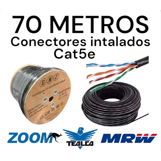 70 Mts Cable Utp Cat5e Intemperie Gnz Internet 