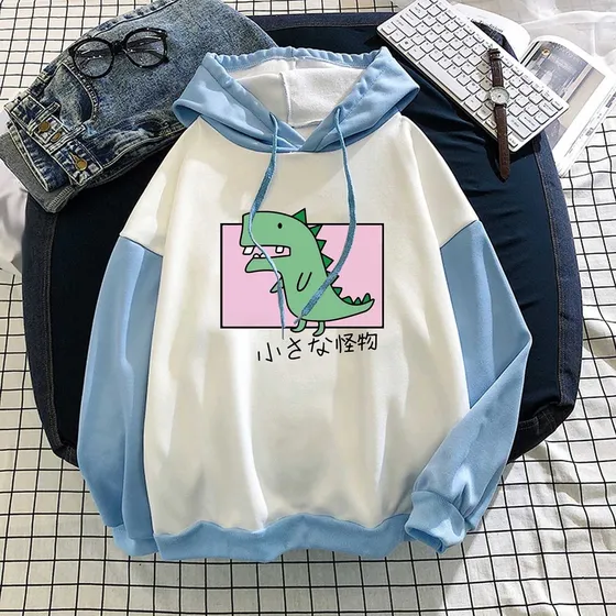Tops Para Dama Casual Manga Larga Capucha Impresa Retazo