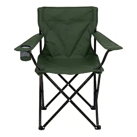 Cadeira Dobrável Para Camping E Pesca Com Suporte Para Copos Verde