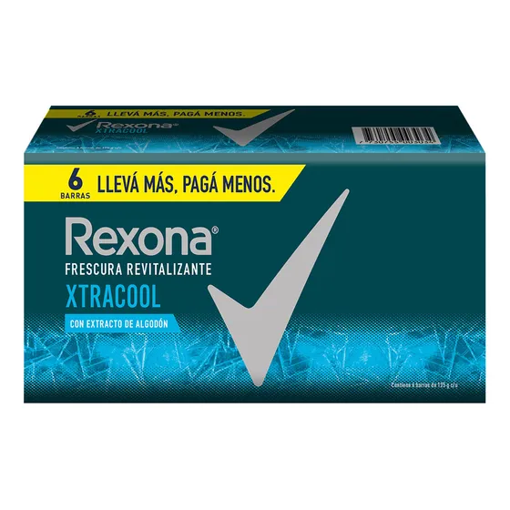 Jabón En Barra Xtracool Rexona 125 Grs Pack X6